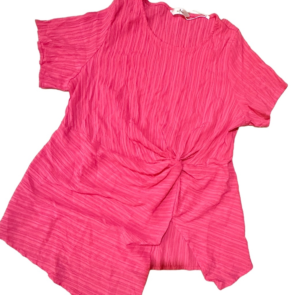 Bright Pink Twist Front Top | Flowy Summer Blouse | SIZE 1X